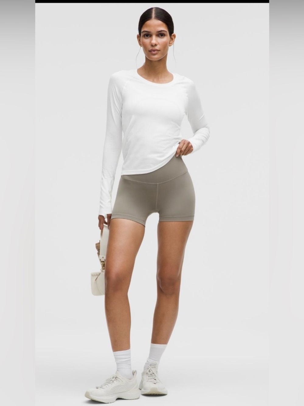 Lululemon women’s white long sleeve swiftly hip length shirt tee top 8